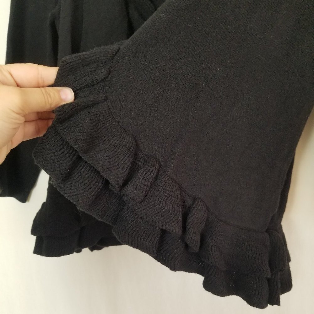 Style&Co  black 3/4 sleeve ruffle cardigan women's size Medium Petite (5… - Picture 6 of 10